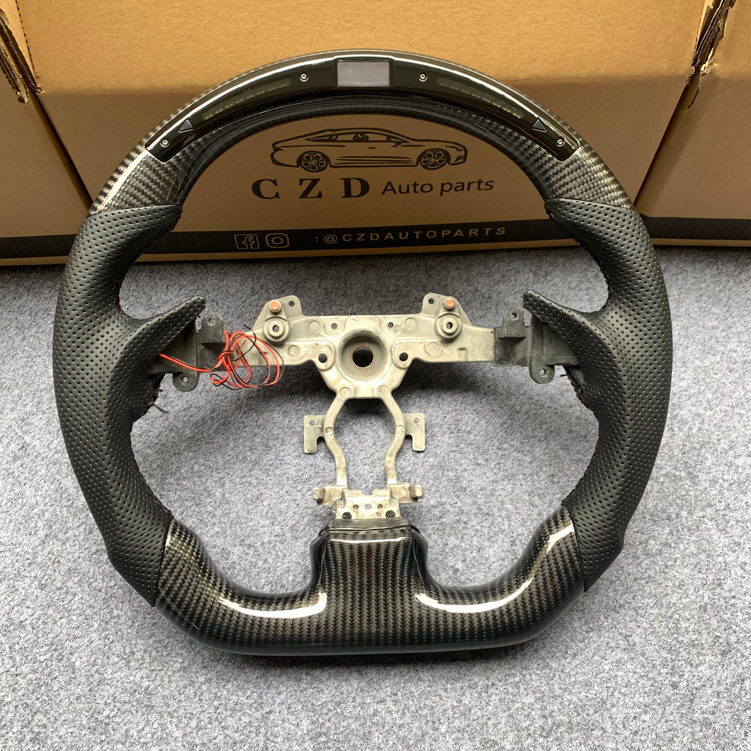 czd auto parts carbon fiber steering wheel for Infiniti G37 with led and perforated leather