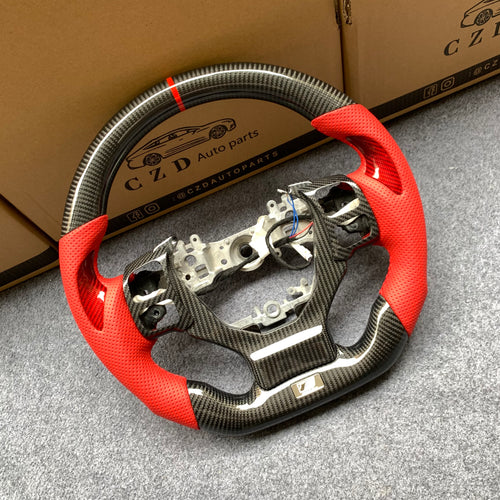 CZD auto parts carbon fiber steering wheel for Lexus IS200t 2016-2017 with red carbon fiber thumbgrips