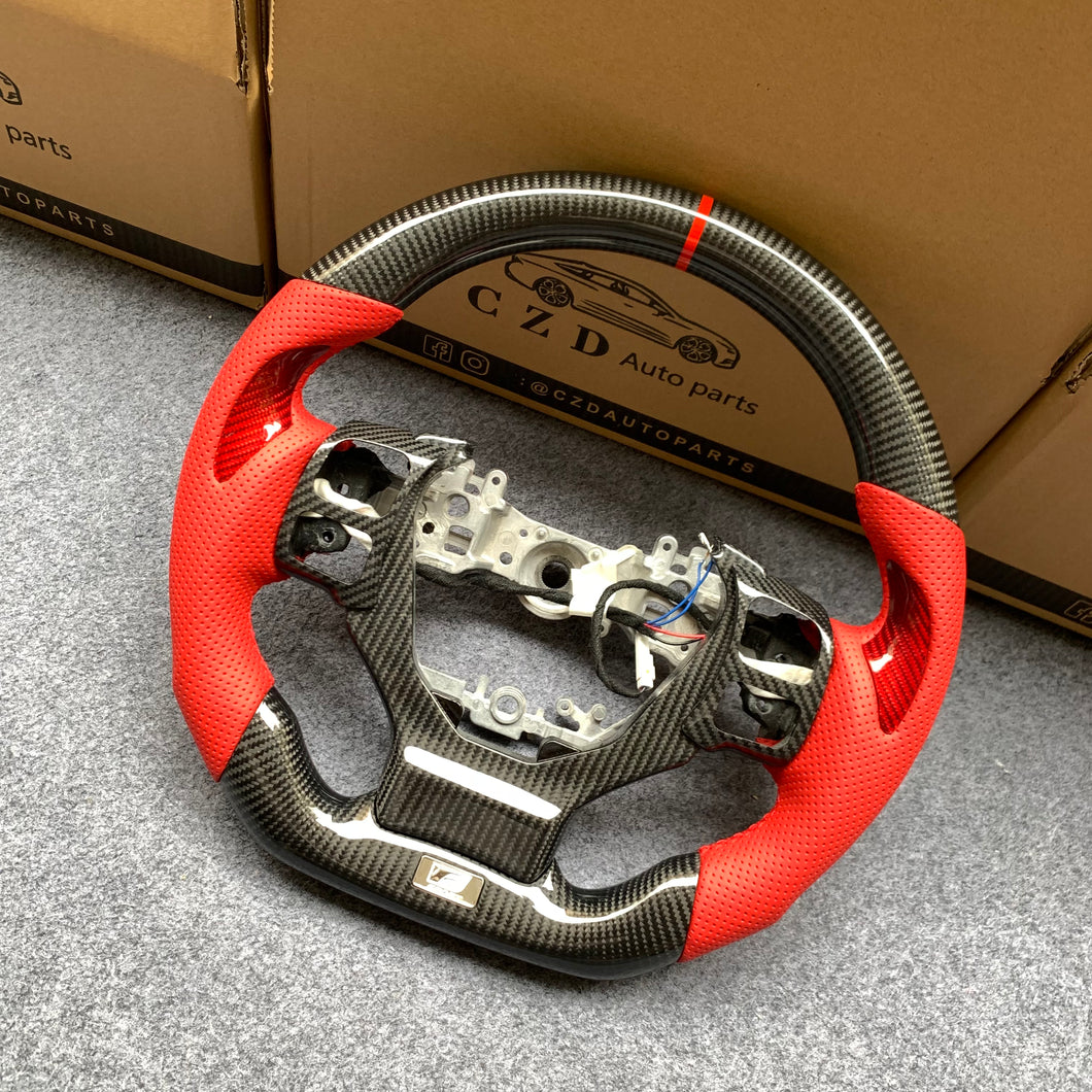 CZD auto parts carbon fiber steering wheel for Lexus RCF F sport with red carbon fiber thumbgrips