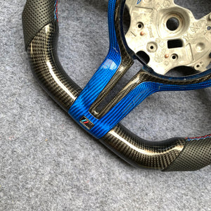 CZD Autoparts For BMW X5M X4 carbon fiber steering wheel outer trim in gloss blue carbon fiber