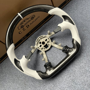 CZD auto parts carbon fiber steering wheel for Chevrolet Corvette C5 1997-2004 with white perforated leather
