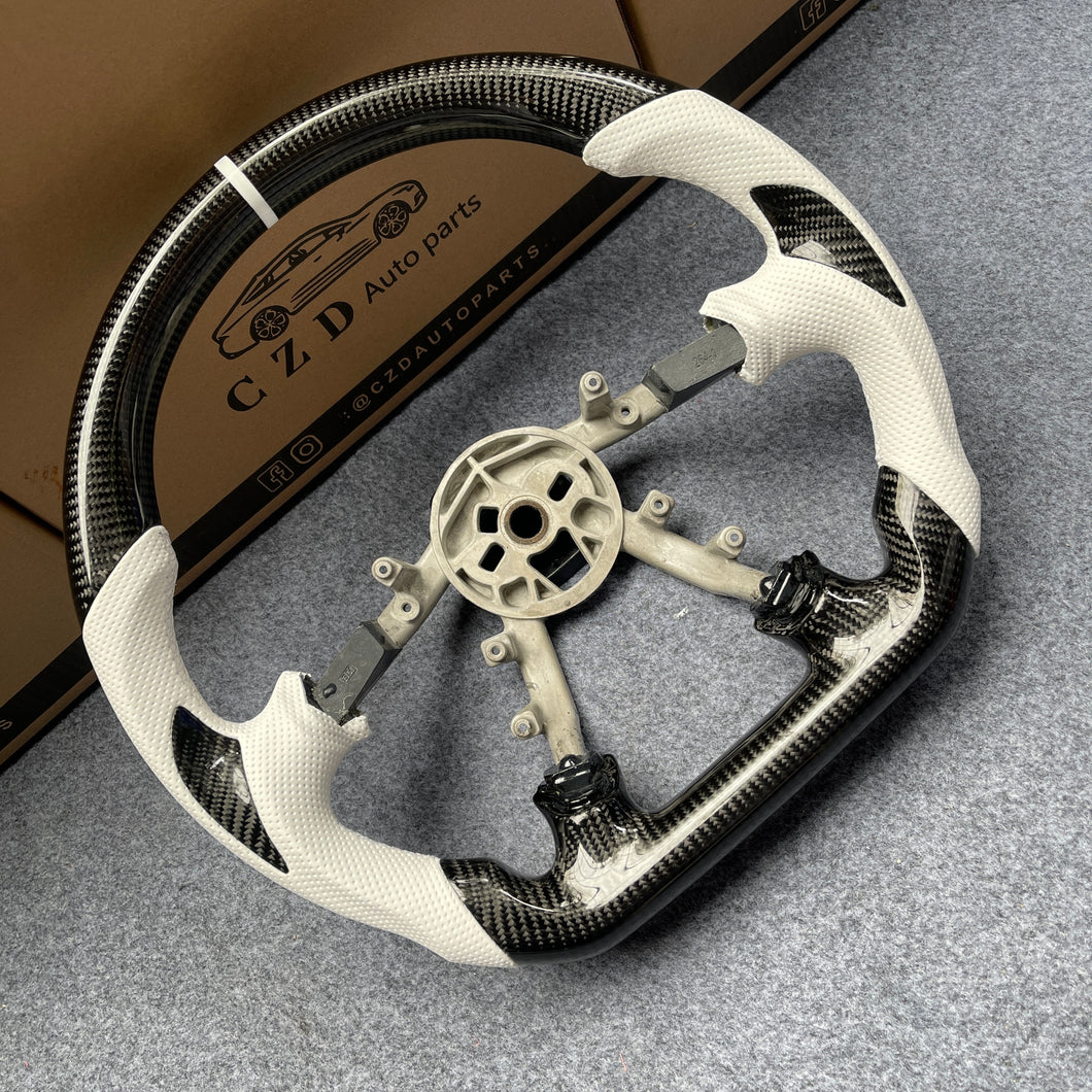 CZD auto parts carbon fiber steering wheel for Chevrolet Corvette C5 1997-2004 with white perforated leather