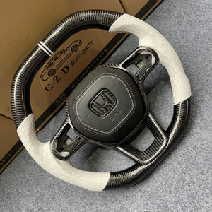 czd auto parts carbon fiber steering wheel for Honda 11th gen Civic XI 2021-2022 with gloss carbon fiber Honda badge