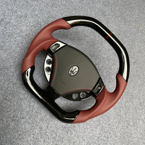 CZD auto parts carbon fiber steering wheel for Maserati Grancabrio 2010-2020 with brown perforated leather