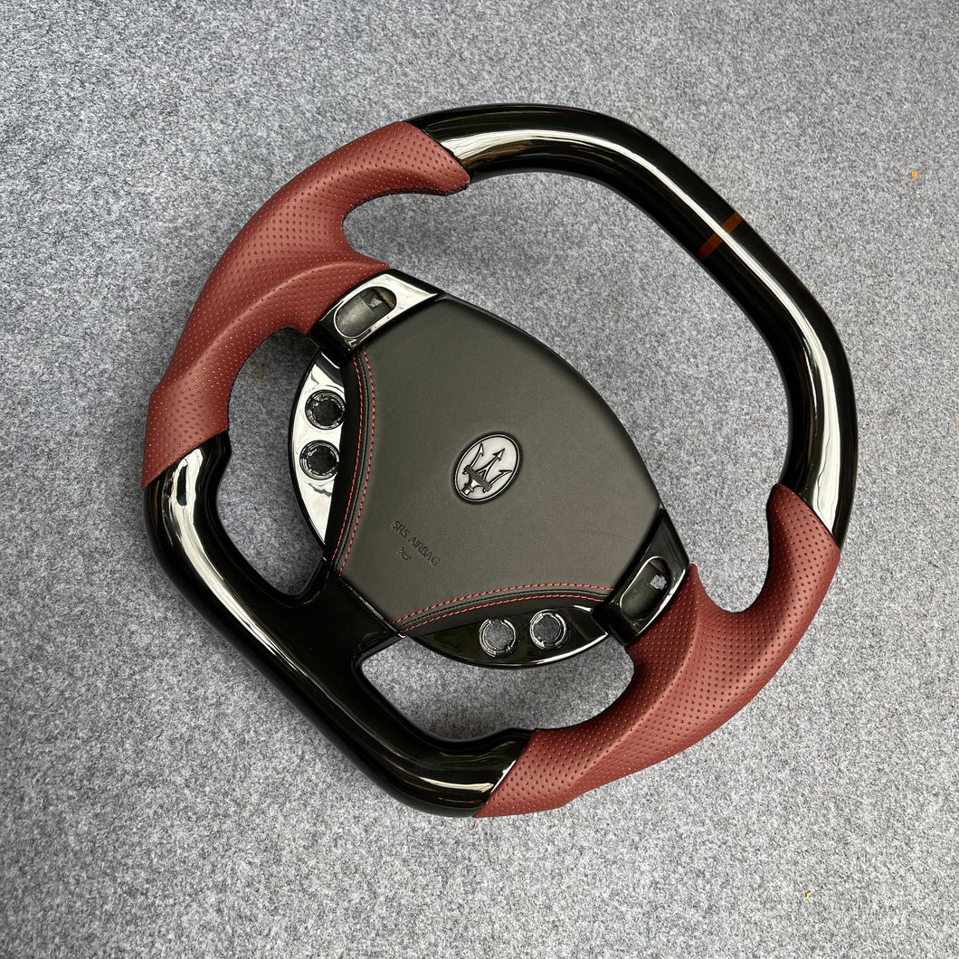 CZD auto parts carbon fiber steering wheel for Maserati Grancabrio 2010-2020 with brown perforated leather