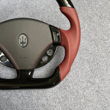 Load image into Gallery viewer, CZD auto parts carbon fiber steering wheel for Maserati Quattroporte 2005-2020 with brown perforated leather