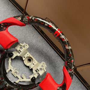 CZD auto parts carbon fiber steering wheel for Subaru BRZ 2016-2020 with red flakes forged carbon fiber