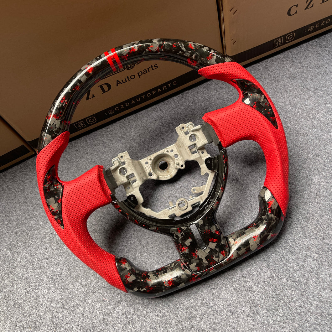 CZD auto parts carbon fiber steering wheel for Subaru BRZ 2016-2020 with red flakes forged carbon fiber