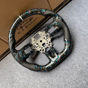 czd auto parts carbon fiber steering wheel for Ford Mustang 2018-2023 with blue flakes forged carbon fiber