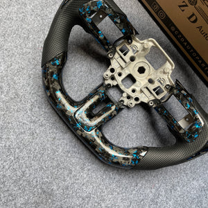 czd auto parts carbon fiber steering wheel for Ford Mustang 2018-2023 with blue flakes forged carbon fiber
