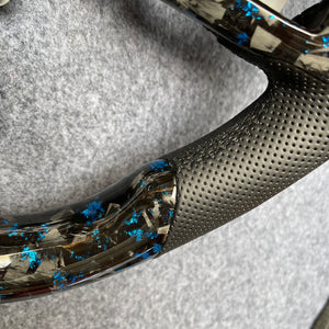 czd auto parts carbon fiber steering wheel for Ford Mustang 2018-2023 with blue flakes forged carbon fiber