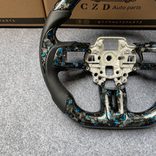 Load image into Gallery viewer, czd auto parts carbon fiber steering wheel for Ford Mustang 2018-2023 with blue flakes forged carbon fiber