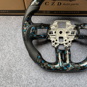 czd auto parts carbon fiber steering wheel for Ford Mustang 2018-2023 with blue flakes forged carbon fiber