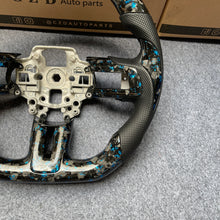 Load image into Gallery viewer, CZD auto parts for Ford Mustang 2018-2022 carbon fiber steering wheel with blue forged flakes carbon