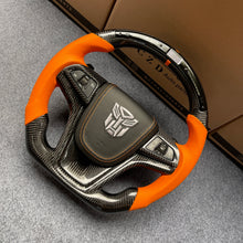 Load image into Gallery viewer, CZD auto parts carbon fiber steering wheel for Chevrolet 5th gen Camaro 2010-2015 with orange perforated leather
