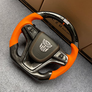 CZD auto parts carbon fiber steering wheel for Chevrolet 5th gen Camaro 2010-2015 with orange perforated leather