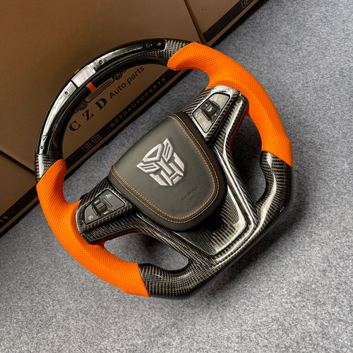 CZD auto parts carbon fiber steering wheel for Volt 2011-2015 with orange perforated leather