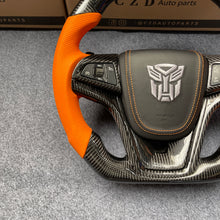 Load image into Gallery viewer, CZD auto parts carbon fiber steering wheel for Chevrolet 5th gen Camaro 2010-2015 with orange perforated leather
