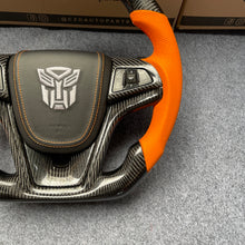Load image into Gallery viewer, CZD auto parts carbon fiber steering wheel for Chevrolet 5th gen Camaro 2010-2015 with orange perforated leather