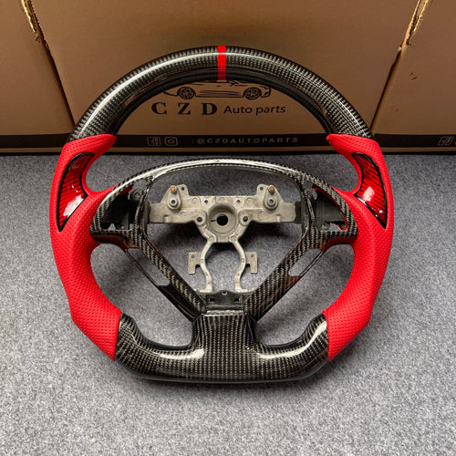 czd auto parts carbon fiber steering wheel for Infiniti G37 with red leather