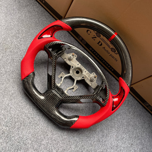 czd auto parts carbon fiber steering wheel for Infiniti G25 G35 G37 G37X 2007-2015 with red perforated leather
