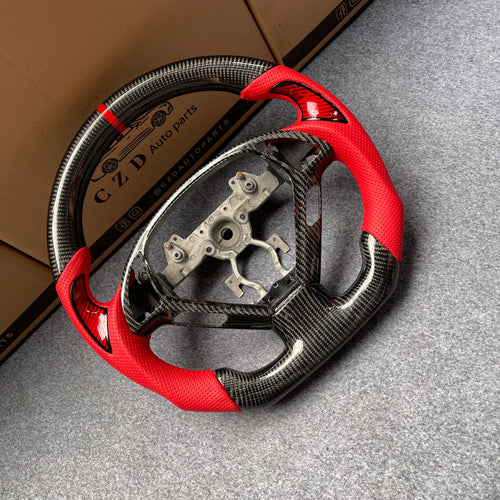 CZD autoparts for Infiniti Q40 Q60 2014-2015 carbon fiber steering wheel with gloss red thumb grips
