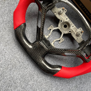 czd auto parts carbon fiber steering wheel for Infiniti G25 G35 G37 G37X 2007-2015 with red perforated leather