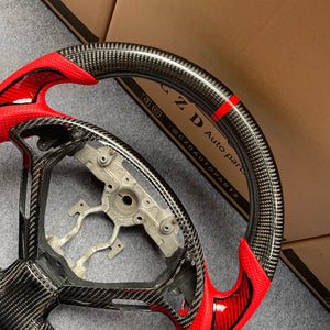 czd auto parts carbon fiber steering wheel for Infiniti G25 G35 G37 G37X 2007-2015 with red perforated leather