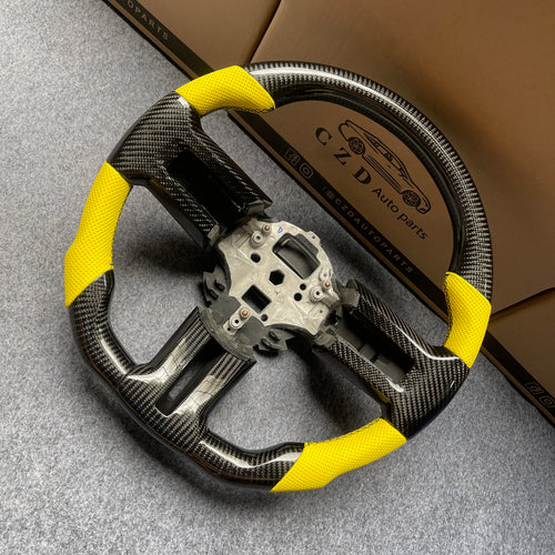 CZD auto parts carbon fiber steering wheel for Ford Mustang 2010-2014 with black stitching