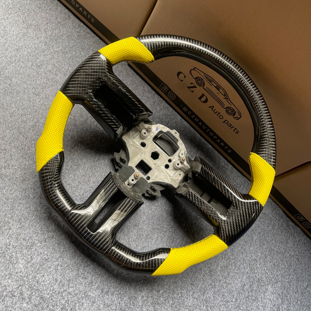 CZD auto parts carbon fiber steering wheel for Ford Mustang 2010-2014 with black stitching