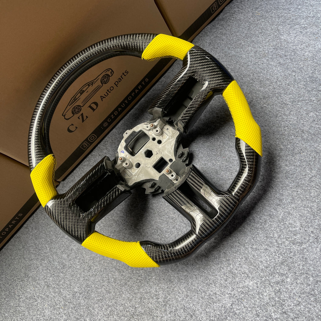 CZD auto parts carbon fiber steering wheel for Ford Mustang Shelby GT500 2010-2014 with black stitching