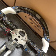 Load image into Gallery viewer, CZD auto parts carbon fiber steering wheel for Ford Mustang 2010-2014 with blue flakes forged carbon fiber