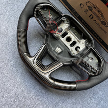 Load image into Gallery viewer, CZD auto parts for Dodge (SRT) Challenger 2015-2021 carbon fiber steering wheel with black perforated leather side &amp; LED