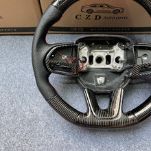 Load image into Gallery viewer, CZD auto parts for Dodge (SRT) Challenger 2015-2021 carbon fiber steering wheel with black perforated leather side &amp; LED