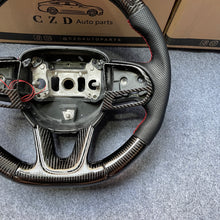 Load image into Gallery viewer, CZD auto parts for Dodge (SRT) Challenger 2015-2021 carbon fiber steering wheel with black perforated leather side &amp; LED