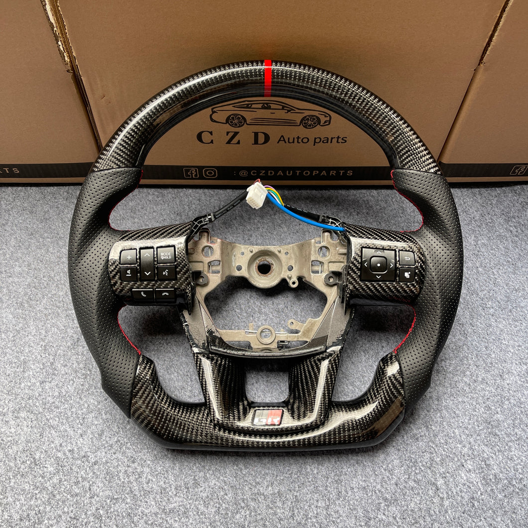 czd auto parts carbon fiber steering wheel for Toyota fortuner with red stitch