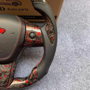 CZD For Tesla model 3 red flake forged carbon fiber steering wheel