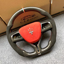 Load image into Gallery viewer, CZD autoparts For maserati ghibli 2014 2015 2016 2017 2018 carbon fiber steering wheel with Italian alcantara,airbag cover and badge.