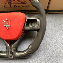 Load image into Gallery viewer, CZD autoparts For maserati ghibli 2014 2015 2016 2017 2018 carbon fiber steering wheel with Italian alcantara,airbag cover and badge.