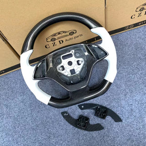 CZD autoparts For chevrolet corvette C7 2014 2015 2016 2017 2018 2019 carbon fiber steering wheel with white perforated leather
