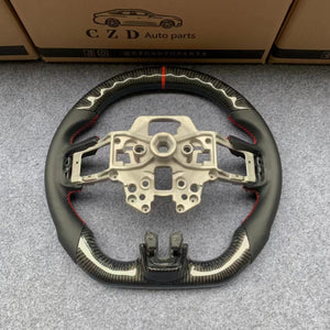 CZD autoparts For Mustang 2018 2019 2020 carbon fiber steering wheel with black smooth leather