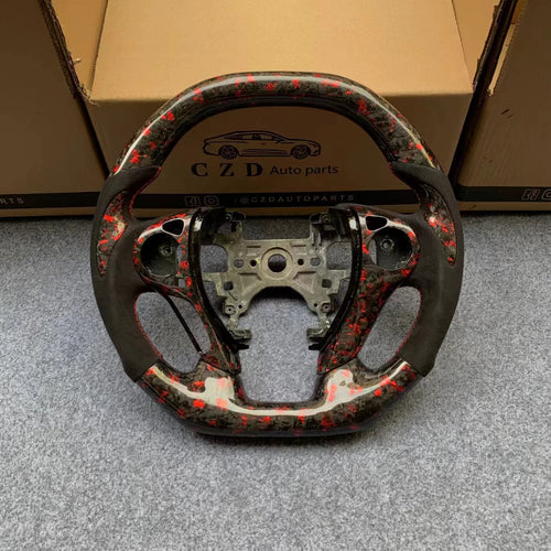 CZD autoparts For Honda 9th accord 2013 2014 2015 2016 2017 forged carbon fiber steering wheel with red flakes