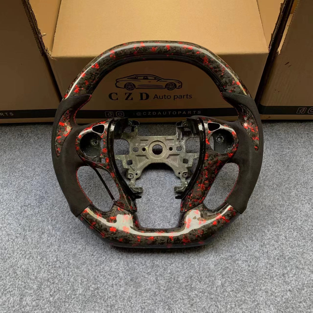 CZD autoparts For Honda 9th accord 2013 2014 2015 2016 2017 forged carbon fiber steering wheel with red flakes