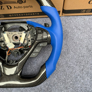 CZD Acura ILX/RDX carbon fiber steering wheel with blue perforated leather
