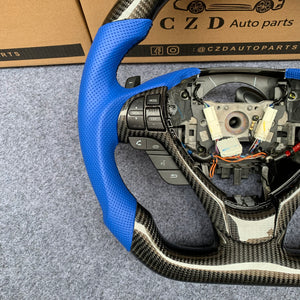 CZD Acura ILX/RDX carbon fiber steering wheel with blue perforated leather