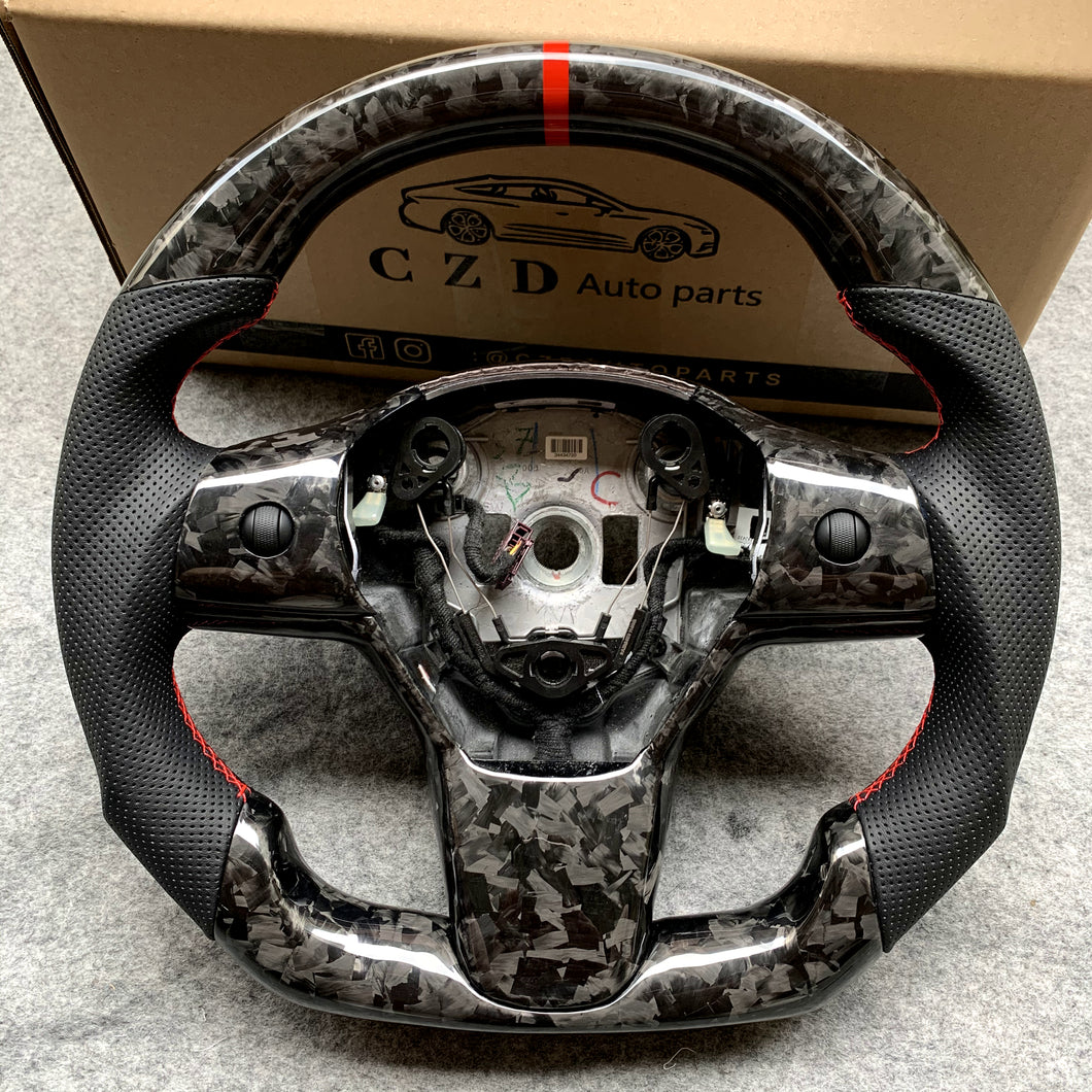 CZD Racing car for Tesla Model 3 Forged Carbon Fiber steering wheel
