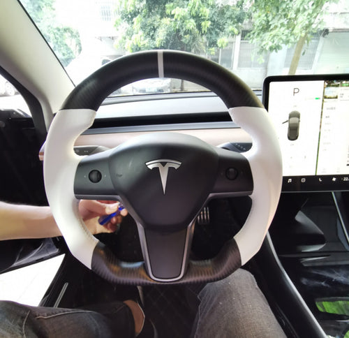 Custom For Tesla model 3 steering wheel with real carbon fiber from CZD