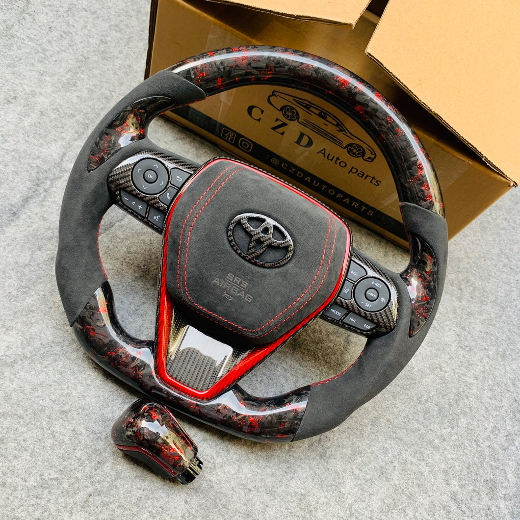 For 2018-2023 Toyota Camry xse/se/le/trd red gold forged carbon fiber steering wheel