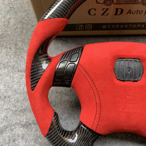For 2003-2007 7gen Accord in Sexy Red Leather and Carbon grips steering wheel design