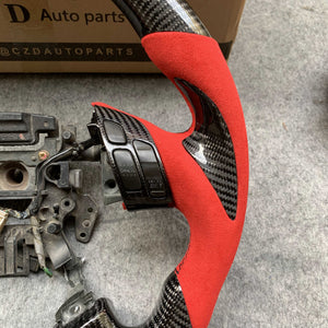 For 2003-2007 7gen Accord in Sexy Red Leather and Carbon grips steering wheel design